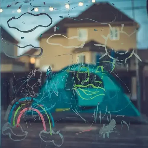 Storefront Glass with Graffiti